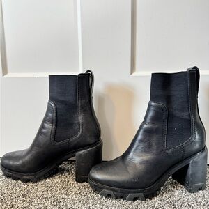 rag & bone Black Leather Lug-Heel Chelsea Boots